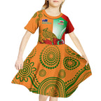 Custom Australia And Wales Rugby Kid Short Sleeve Dress Wallabies Welsh Mascots Dynamic Version