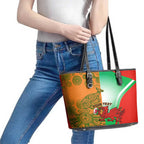 Custom Australia And Wales Rugby Leather Tote Bag Wallabies Welsh Mascots Dynamic Version