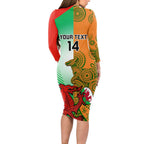 Custom Australia And Wales Rugby Long Sleeve Bodycon Dress Wallabies Welsh Mascots Dynamic Version
