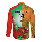 Custom Australia And Wales Rugby Long Sleeve Button Shirt Wallabies Welsh Mascots Dynamic Version