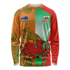 Custom Australia And Wales Rugby Long Sleeve Shirt Wallabies Welsh Mascots Dynamic Version
