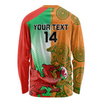 Custom Australia And Wales Rugby Long Sleeve Shirt Wallabies Welsh Mascots Dynamic Version