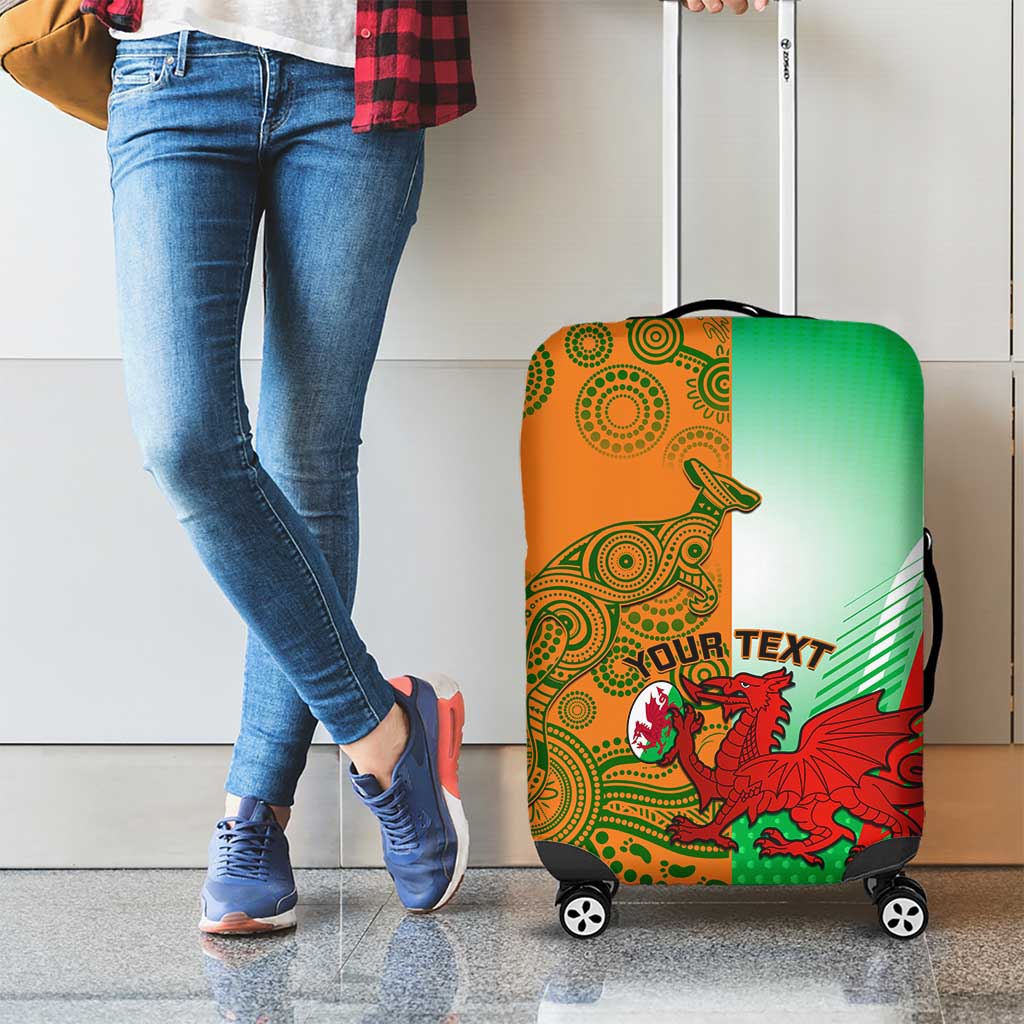 Custom Australia And Wales Rugby Luggage Cover Wallabies Welsh Mascots Dynamic Version