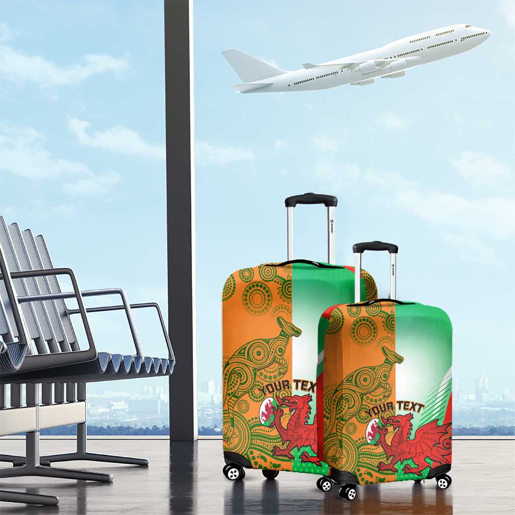 Custom Australia And Wales Rugby Luggage Cover Wallabies Welsh Mascots Dynamic Version