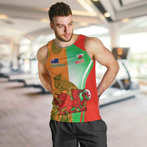 Custom Australia And Wales Rugby Men Tank Top Wallabies Welsh Mascots Dynamic Version