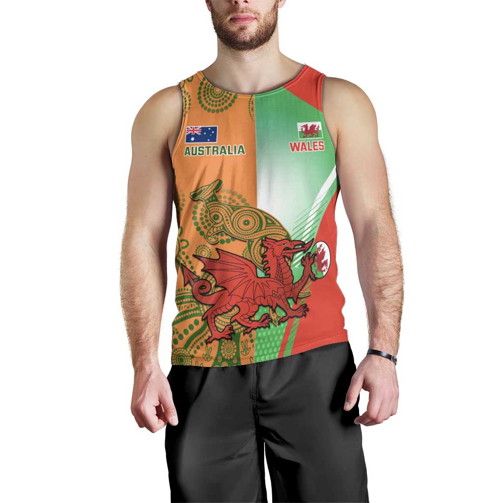 Custom Australia And Wales Rugby Men Tank Top Wallabies Welsh Mascots Dynamic Version