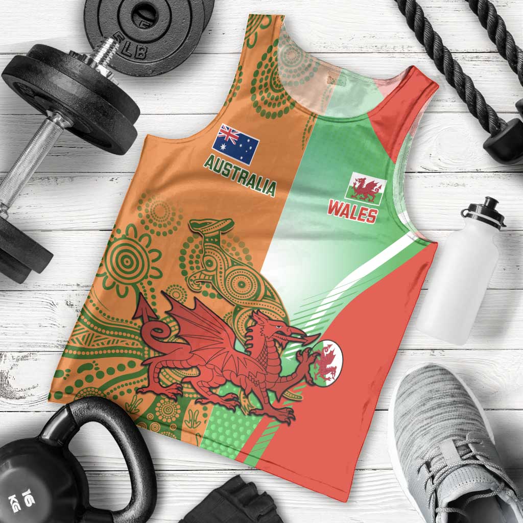 Custom Australia And Wales Rugby Men Tank Top Wallabies Welsh Mascots Dynamic Version