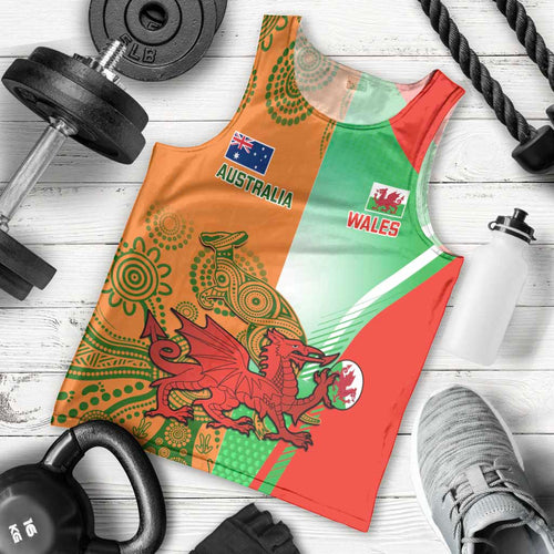 Custom Australia And Wales Rugby Men Tank Top Wallabies Welsh Mascots Dynamic Version