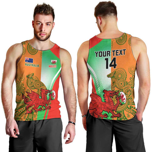 Custom Australia And Wales Rugby Men Tank Top Wallabies Welsh Mascots Dynamic Version