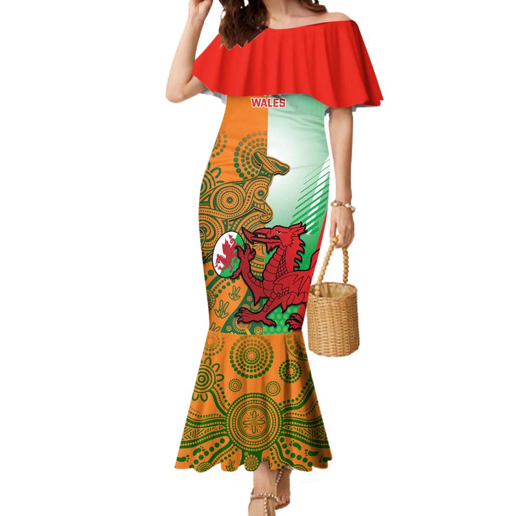 Custom Australia And Wales Rugby Mermaid Dress Wallabies Welsh Mascots Dynamic Version