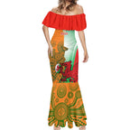 Custom Australia And Wales Rugby Mermaid Dress Wallabies Welsh Mascots Dynamic Version