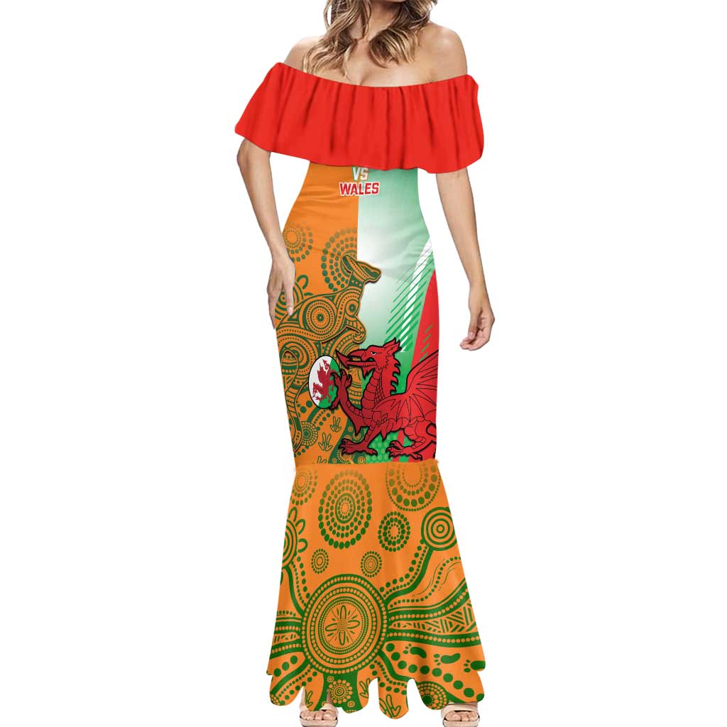 Custom Australia And Wales Rugby Mermaid Dress Wallabies Welsh Mascots Dynamic Version