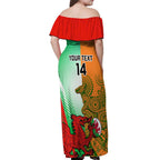 Custom Australia And Wales Rugby Off Shoulder Maxi Dress Wallabies Welsh Mascots Dynamic Version