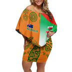 Custom Australia And Wales Rugby Off Shoulder Short Dress Wallabies Welsh Mascots Dynamic Version