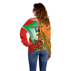 Custom Australia And Wales Rugby Off Shoulder Sweater Wallabies Welsh Mascots Dynamic Version