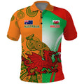 Custom Australia And Wales Rugby Polo Shirt Wallabies Welsh Mascots Dynamic Version