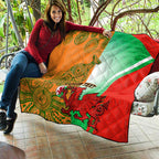 Custom Australia And Wales Rugby Quilt Wallabies Welsh Mascots Dynamic Version
