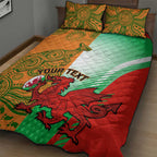 Custom Australia And Wales Rugby Quilt Bed Set Wallabies Welsh Mascots Dynamic Version