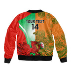 Custom Australia And Wales Rugby Sleeve Zip Bomber Jacket Wallabies Welsh Mascots Dynamic Version