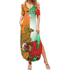 Custom Australia And Wales Rugby Summer Maxi Dress Wallabies Welsh Mascots Dynamic Version