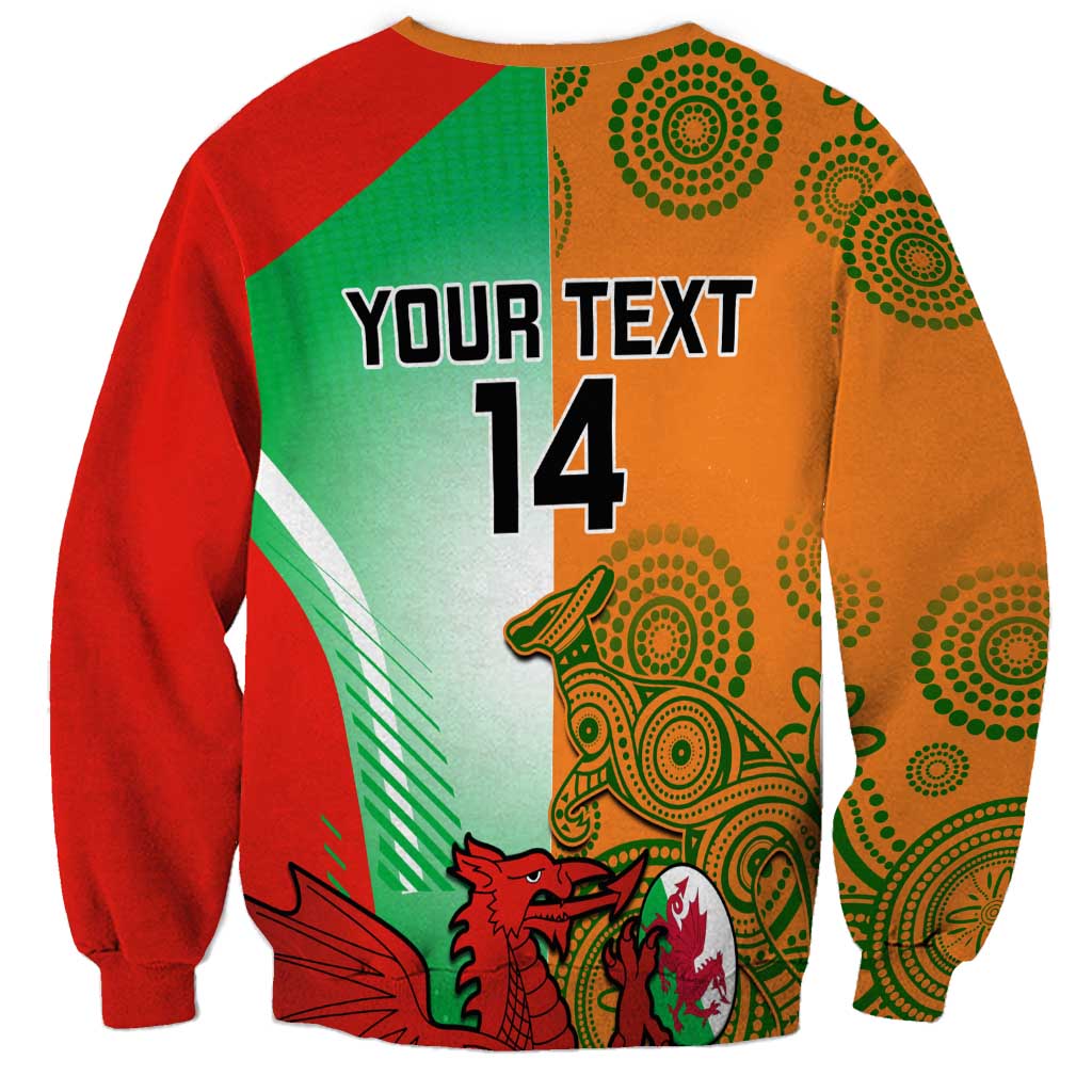 Custom Australia And Wales Rugby Sweatshirt Wallabies Welsh Mascots Dynamic Version
