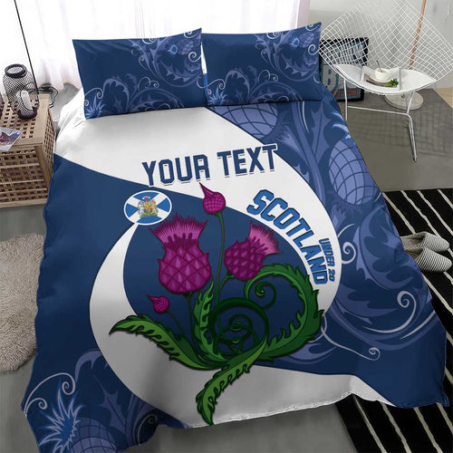 Custom Scotland Rugby Bedding Set 2024 Go Champions Scottish Thistles
