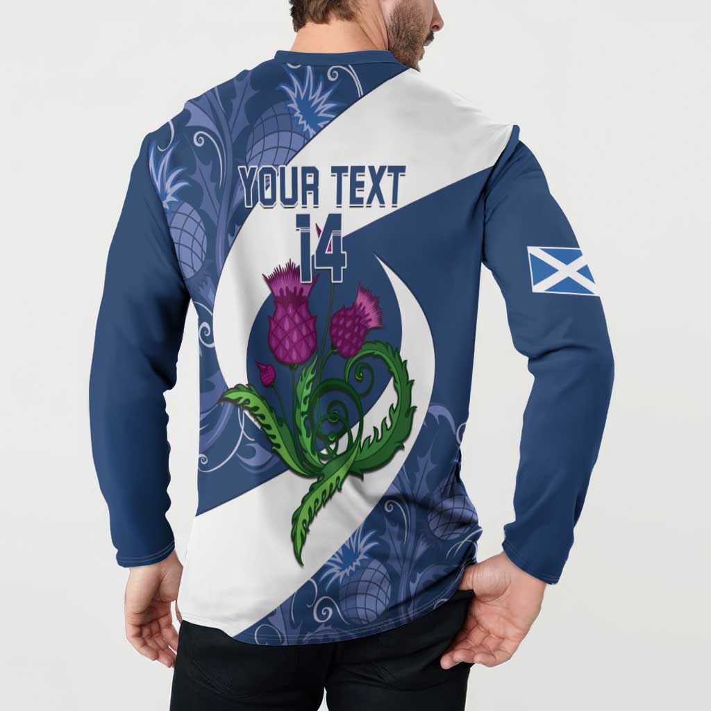 Custom Scotland Rugby Button Sweatshirt 2024 Go Champions Scottish Thistles