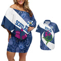 Custom Scotland Rugby Couples Matching Off Shoulder Short Dress and Hawaiian Shirt 2024 Go Champions Scottish Thistles