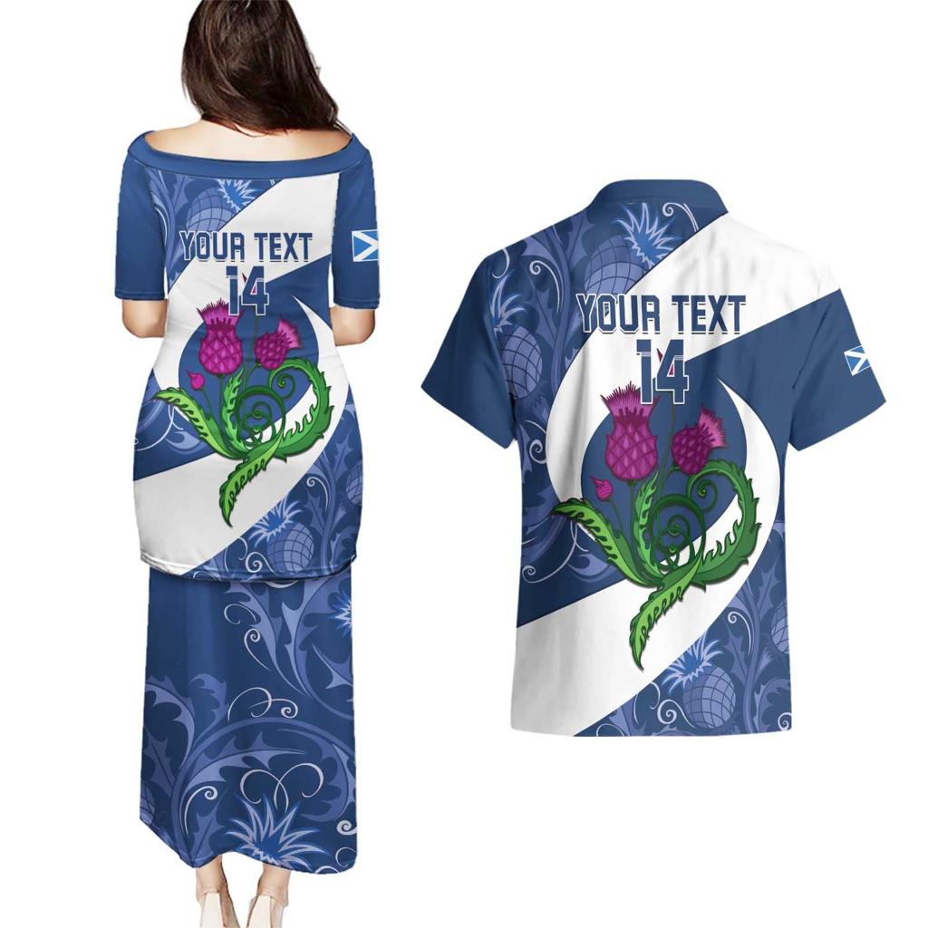 Custom Scotland Rugby Couples Matching Puletasi and Hawaiian Shirt 2024 Go Champions Scottish Thistles