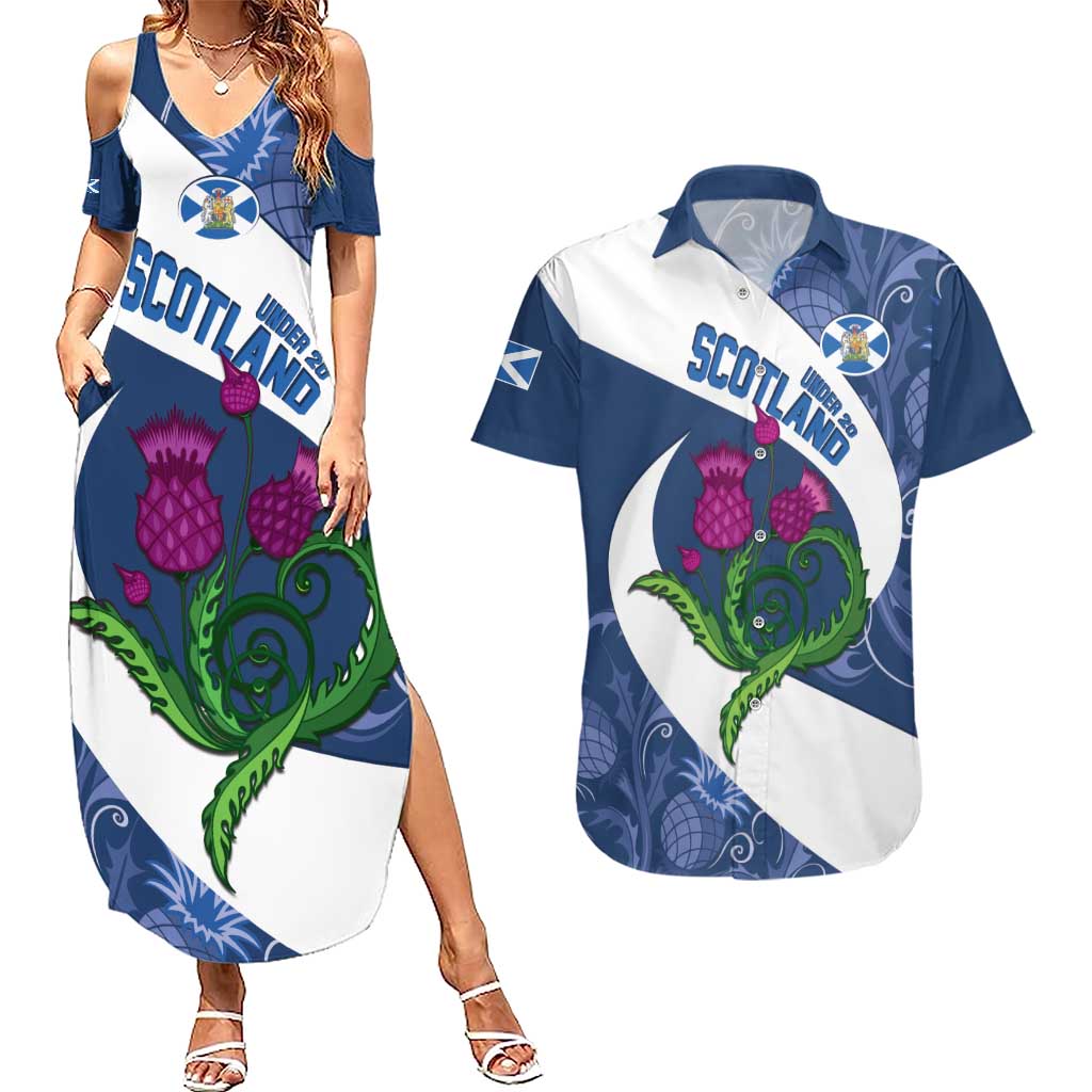 Custom Scotland Rugby Couples Matching Summer Maxi Dress and Hawaiian Shirt 2024 Go Champions Scottish Thistles