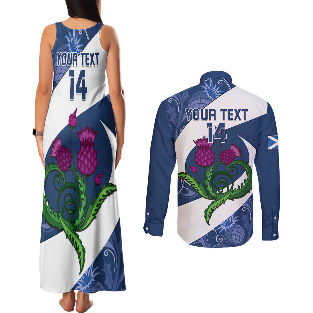 Custom Scotland Rugby Couples Matching Tank Maxi Dress and Long Sleeve Button Shirt 2024 Go Champions Scottish Thistles