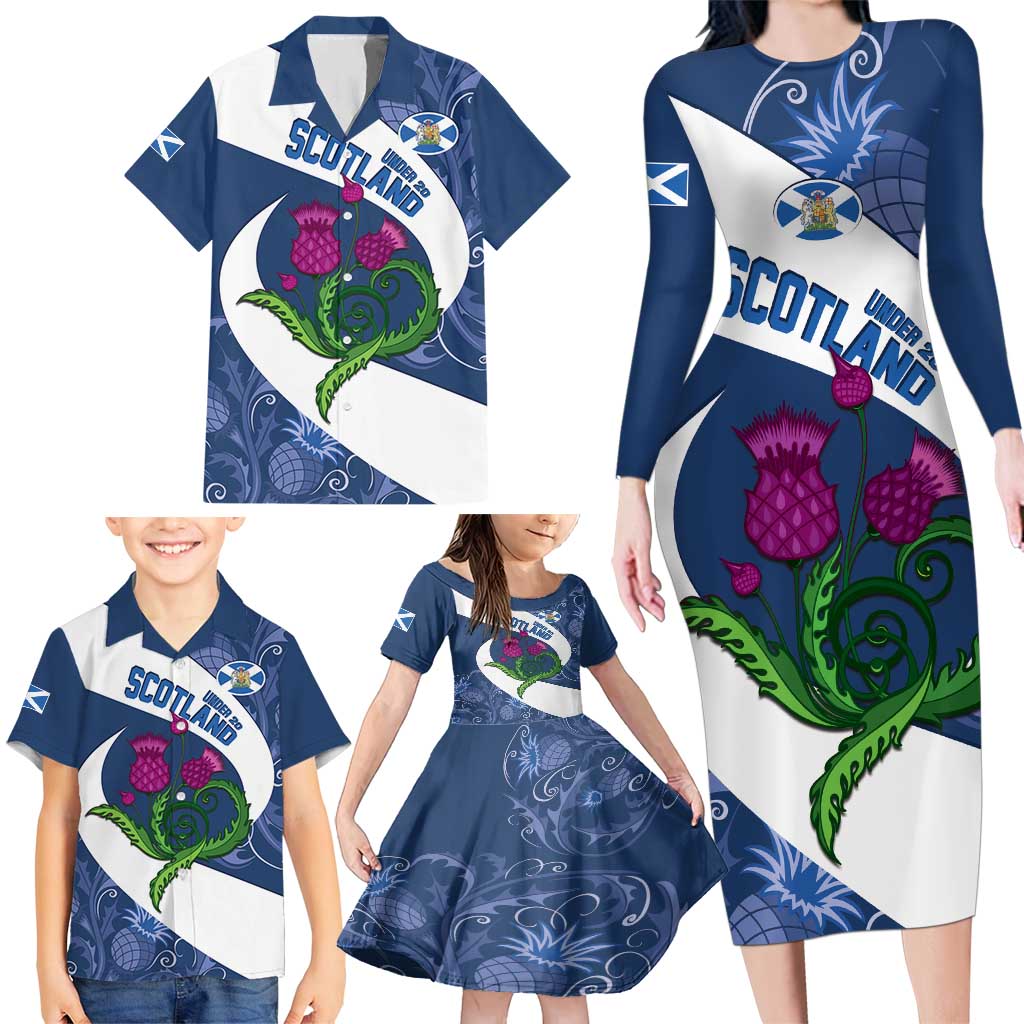 Custom Scotland Rugby Family Matching Long Sleeve Bodycon Dress and Hawaiian Shirt 2024 Go Champions Scottish Thistles