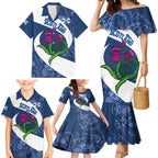 Custom Scotland Rugby Family Matching Mermaid Dress and Hawaiian Shirt 2024 Go Champions Scottish Thistles