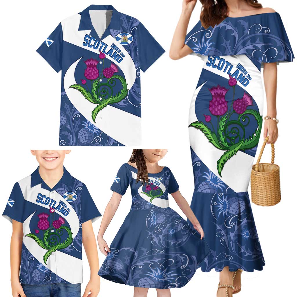 Custom Scotland Rugby Family Matching Mermaid Dress and Hawaiian Shirt 2024 Go Champions Scottish Thistles