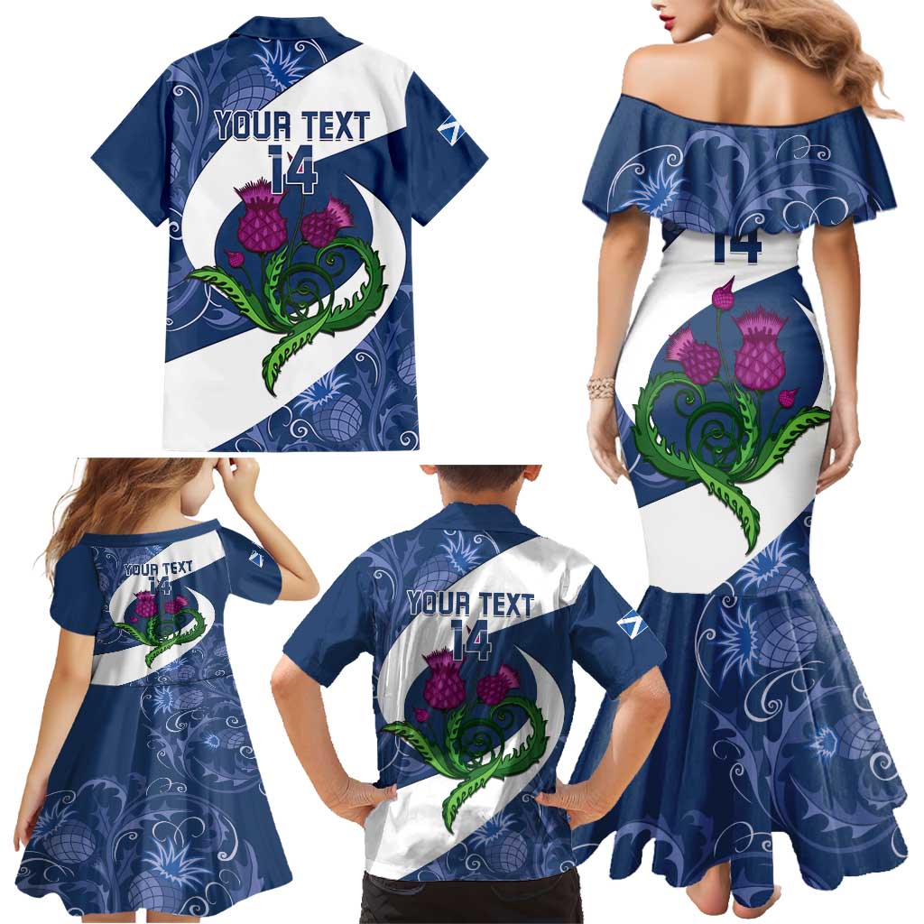 Custom Scotland Rugby Family Matching Mermaid Dress and Hawaiian Shirt 2024 Go Champions Scottish Thistles