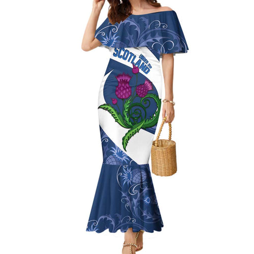 Custom Scotland Rugby Family Matching Mermaid Dress and Hawaiian Shirt 2024 Go Champions Scottish Thistles
