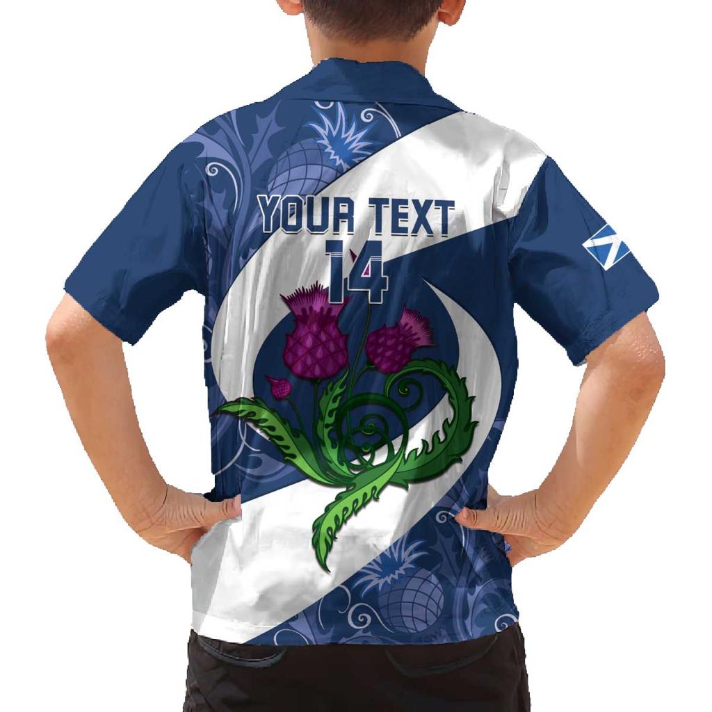 Custom Scotland Rugby Family Matching Off The Shoulder Long Sleeve Dress and Hawaiian Shirt 2024 Go Champions Scottish Thistles