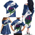 Custom Scotland Rugby Family Matching Off The Shoulder Long Sleeve Dress and Hawaiian Shirt 2024 Go Champions Scottish Thistles