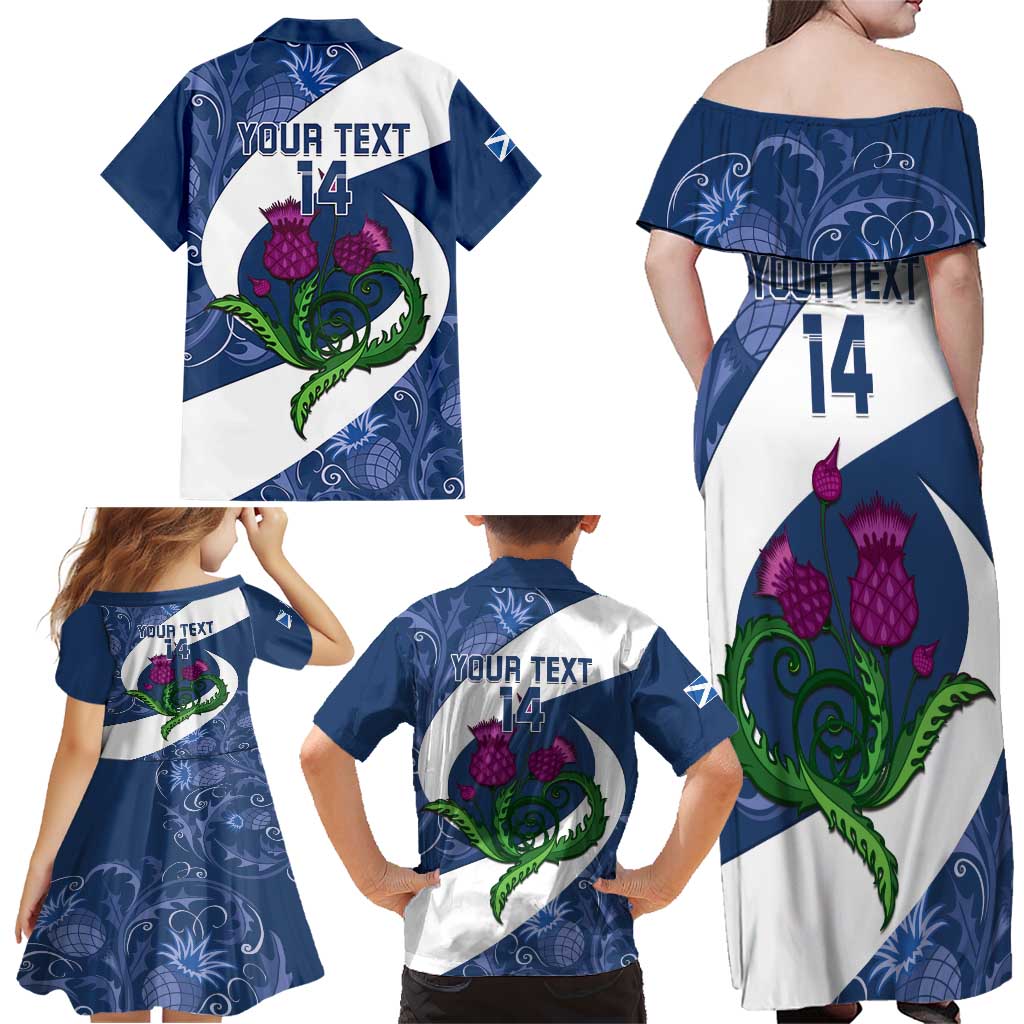 Custom Scotland Rugby Family Matching Off Shoulder Maxi Dress and Hawaiian Shirt 2024 Go Champions Scottish Thistles
