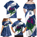 Custom Scotland Rugby Family Matching Off Shoulder Maxi Dress and Hawaiian Shirt 2024 Go Champions Scottish Thistles