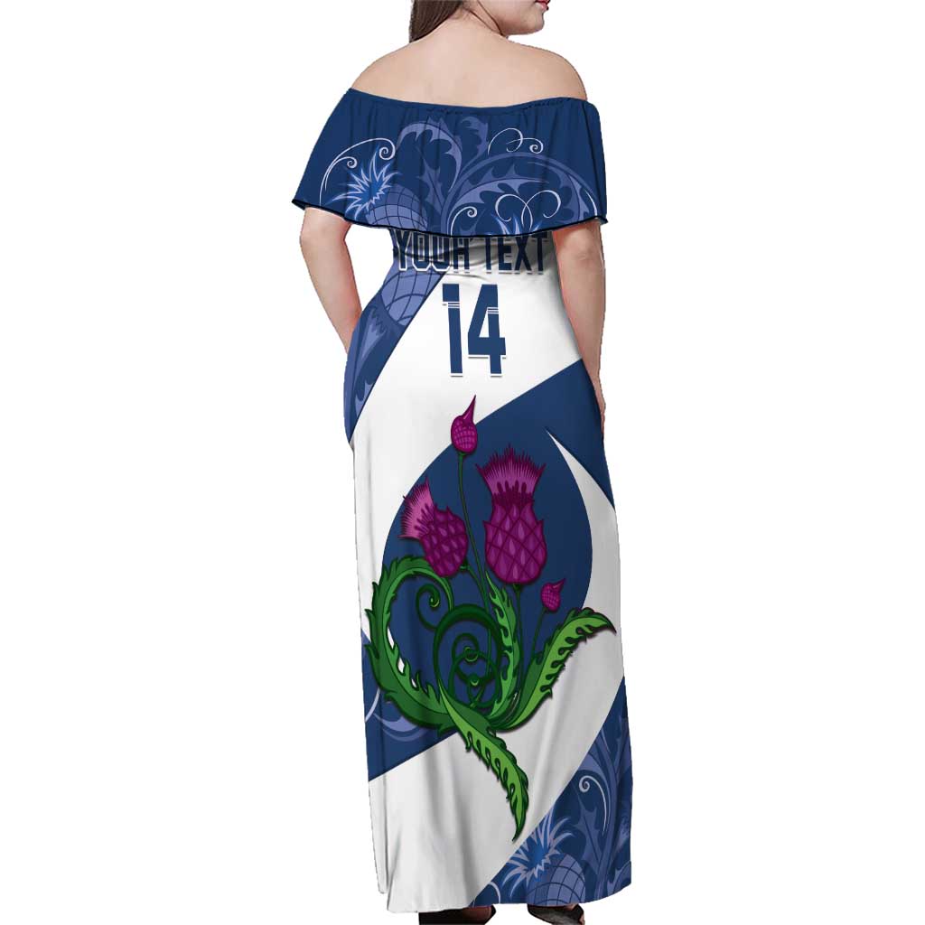 Custom Scotland Rugby Family Matching Off Shoulder Maxi Dress and Hawaiian Shirt 2024 Go Champions Scottish Thistles