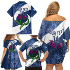 Custom Scotland Rugby Family Matching Off Shoulder Short Dress and Hawaiian Shirt 2024 Go Champions Scottish Thistles