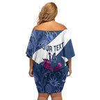 Custom Scotland Rugby Family Matching Off Shoulder Short Dress and Hawaiian Shirt 2024 Go Champions Scottish Thistles