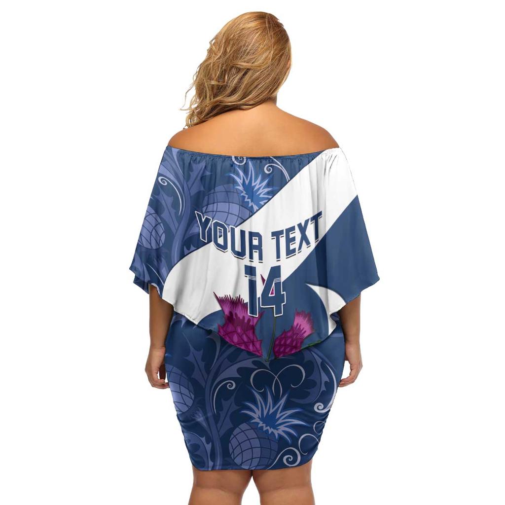 Custom Scotland Rugby Family Matching Off Shoulder Short Dress and Hawaiian Shirt 2024 Go Champions Scottish Thistles