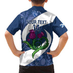 Custom Scotland Rugby Family Matching Puletasi and Hawaiian Shirt 2024 Go Champions Scottish Thistles