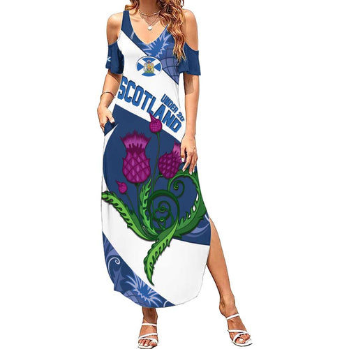 Custom Scotland Rugby Family Matching Summer Maxi Dress and Hawaiian Shirt 2024 Go Champions Scottish Thistles