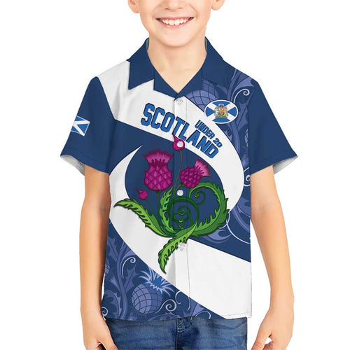 Custom Scotland Rugby Kid Hawaiian Shirt 2024 Go Champions Scottish Thistles