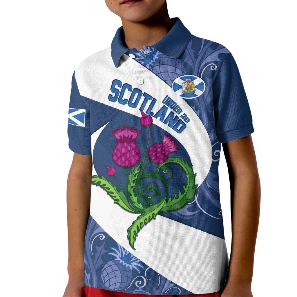 Custom Scotland Rugby Kid Polo Shirt 2024 Go Champions Scottish Thistles