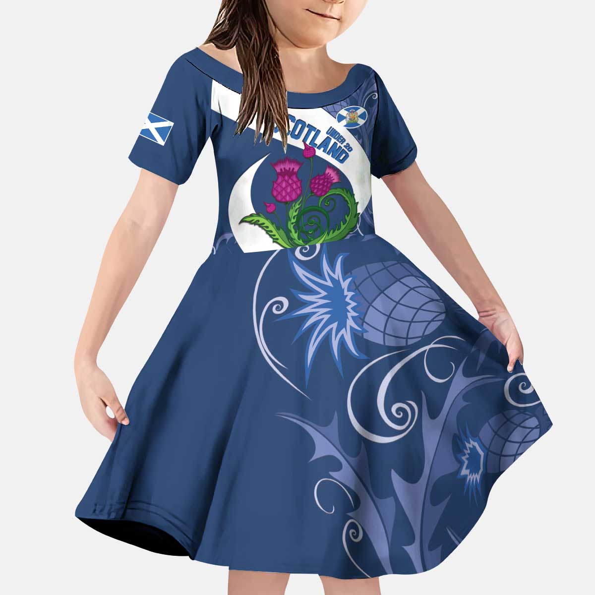 Custom Scotland Rugby Kid Short Sleeve Dress 2024 Go Champions Scottish Thistles