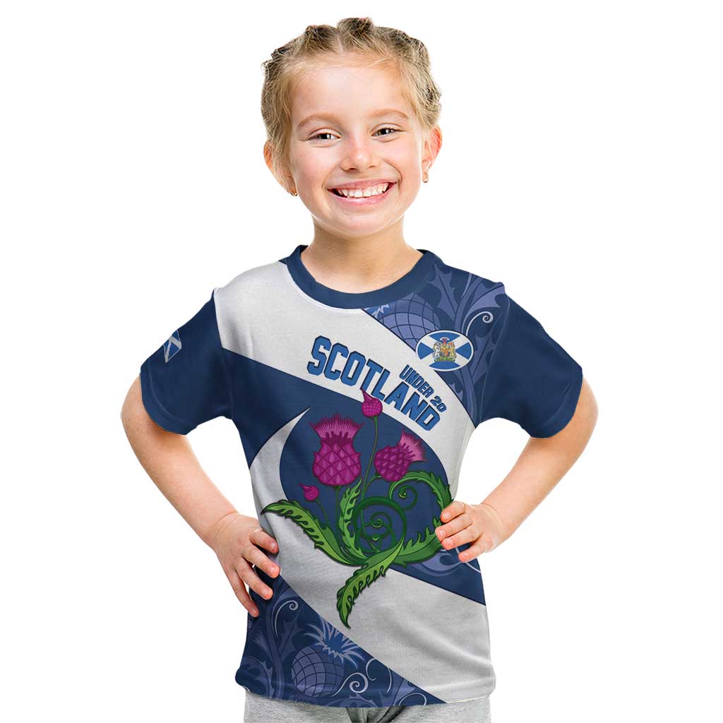 Custom Scotland Rugby Kid T Shirt 2024 Go Champions Scottish Thistles